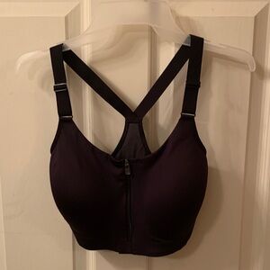 NWT Black 34DD All In Motion Front Zipper Sports Bra